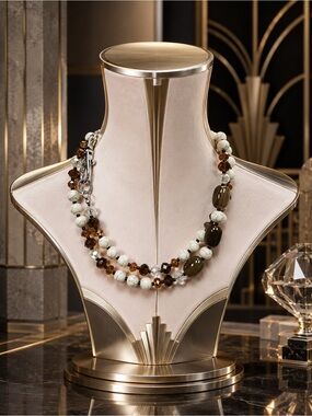 🆕❤️Howlite & Mocha Agate Necklace - Women Jewelry
